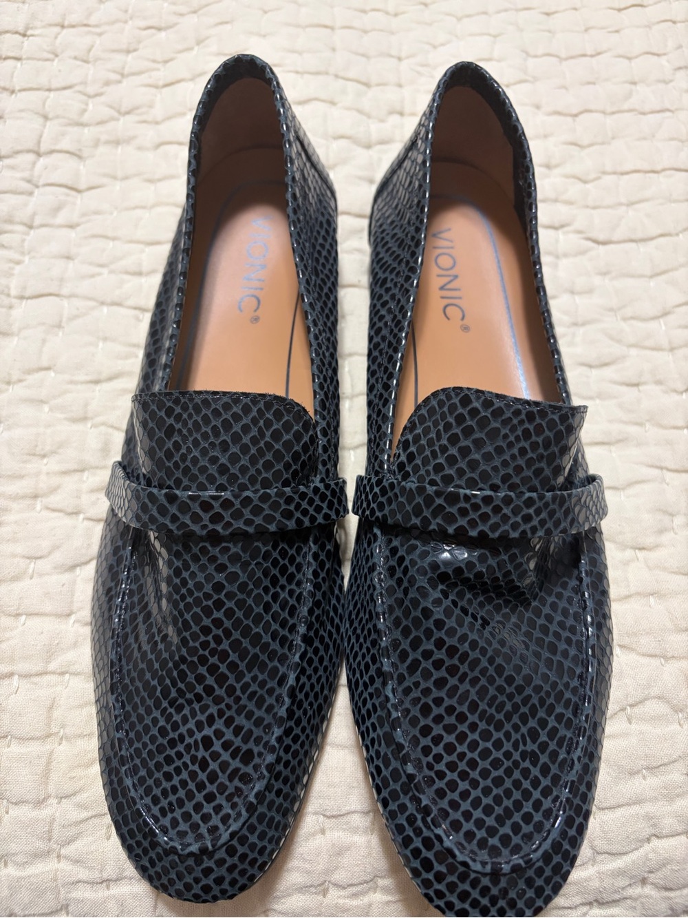 Vionic Black Snake-Print Loafers